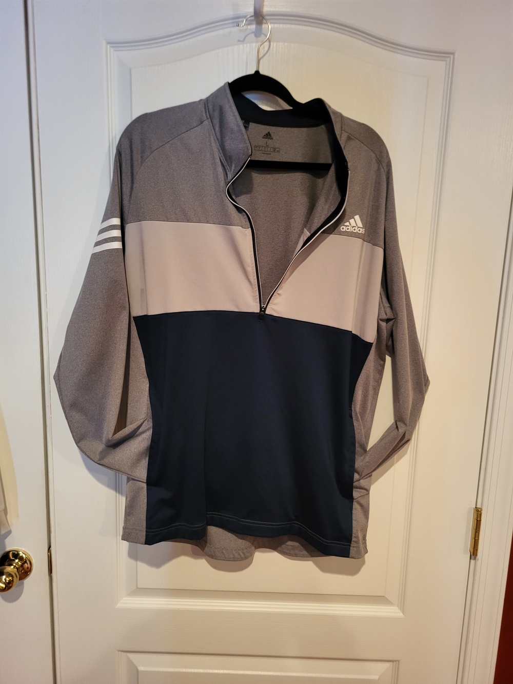 adidas Gray, Light Gray, Navy Colorblock Half-Zip Pullover